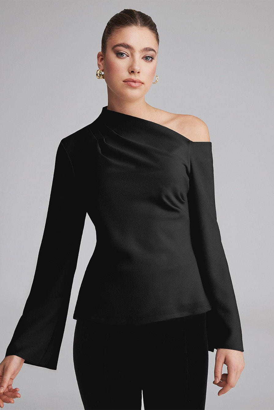 Bare shoulder Crepe Blouse - shopaleena