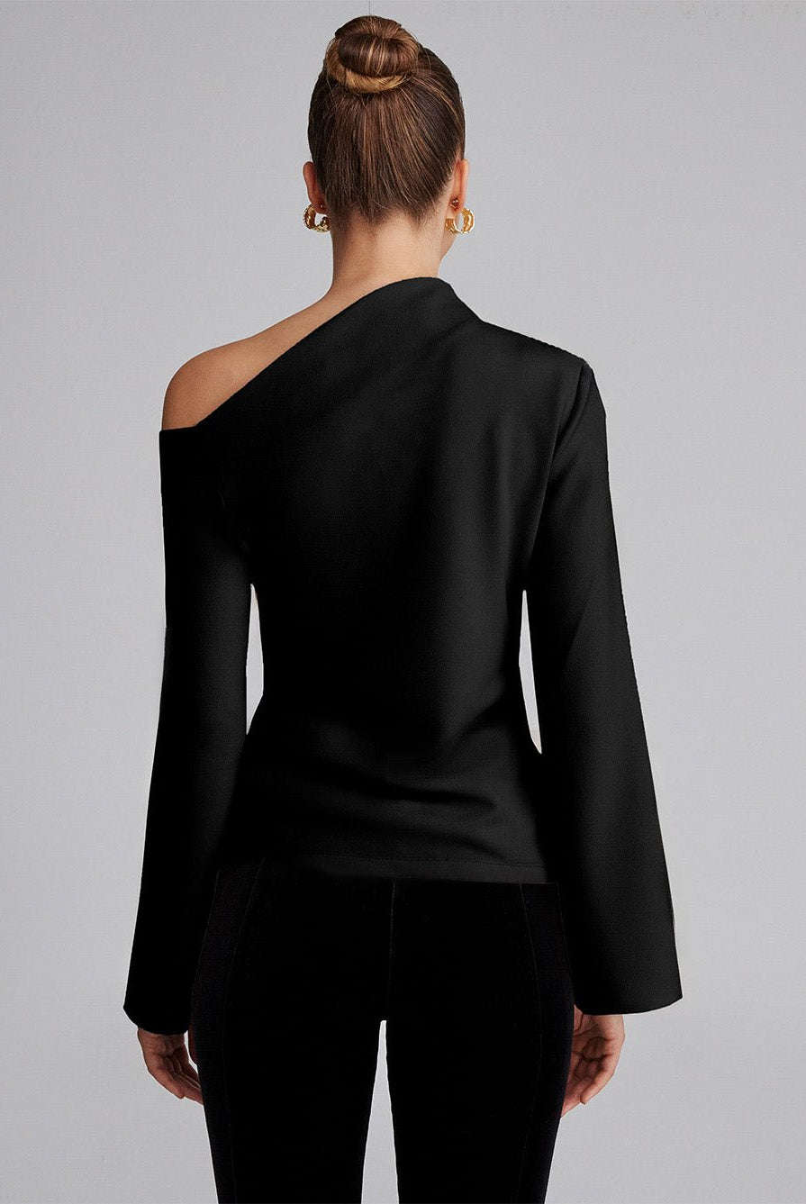 Bare shoulder Crepe Blouse - shopaleena