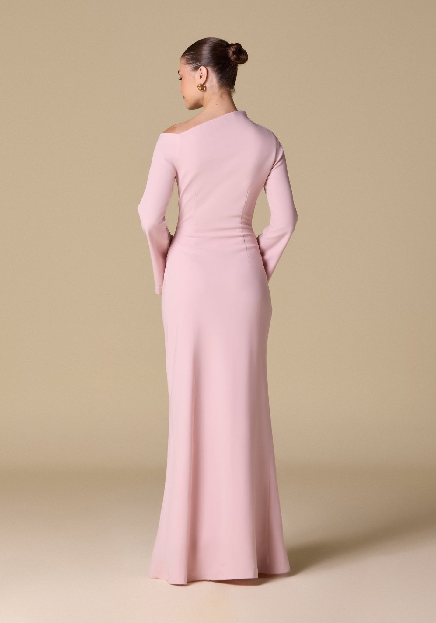Bare shoulder Crepe maxi dress - shopaleena