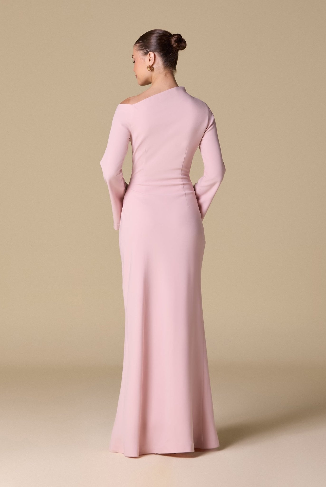 Bare shoulder Crepe maxi dress - shopaleena