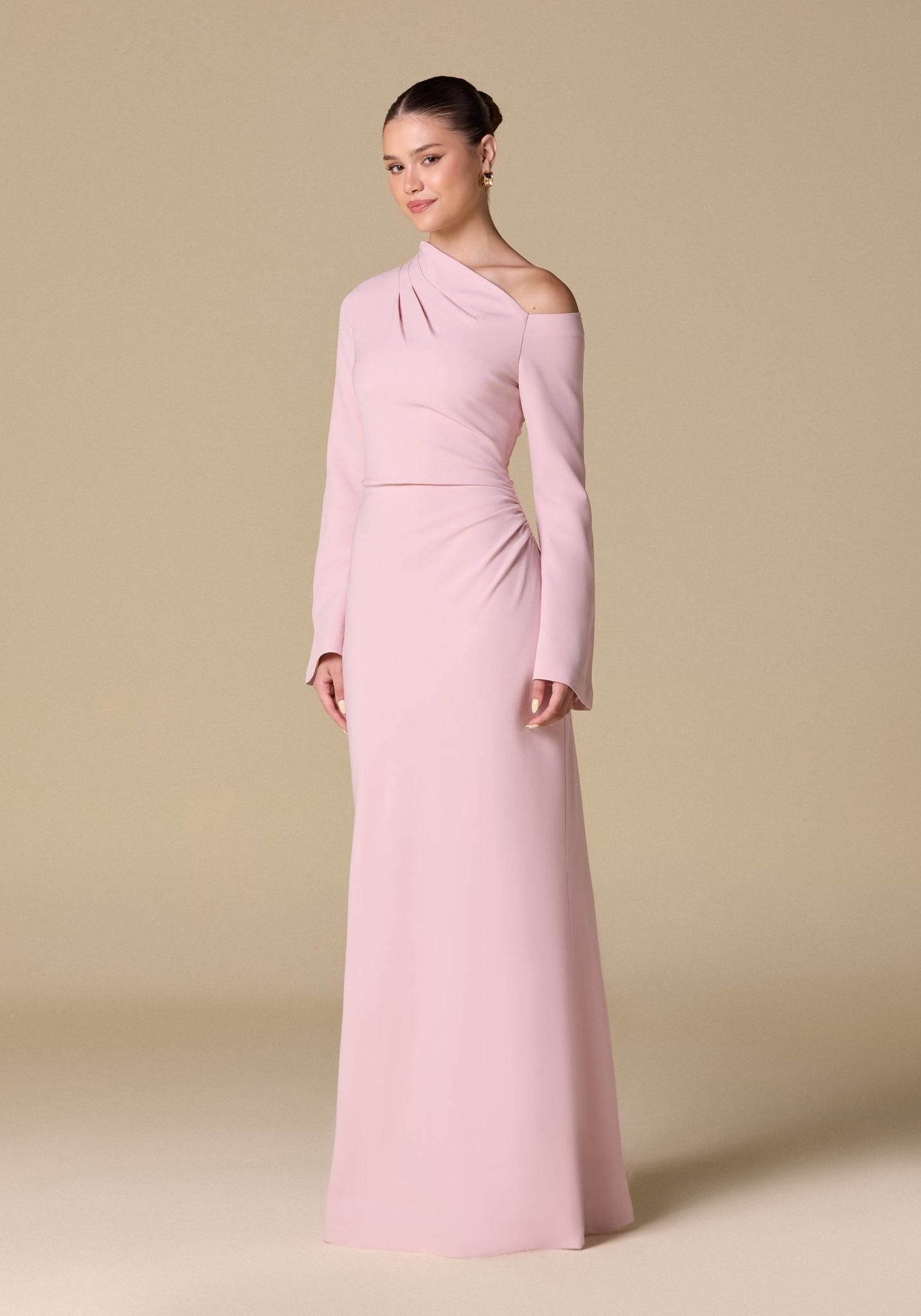 Bare shoulder Crepe maxi dress - shopaleena