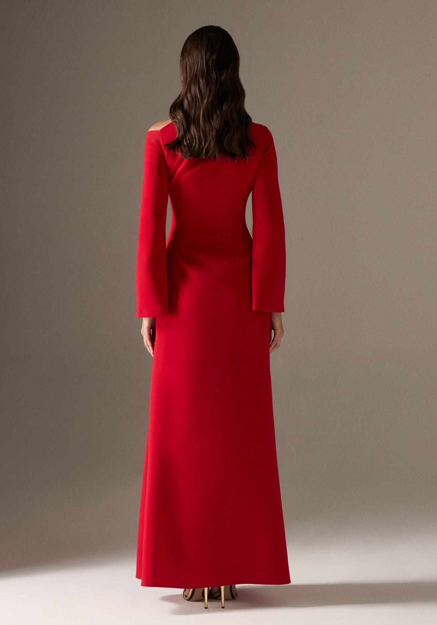 Bare shoulder Crepe maxi dress - shopaleena