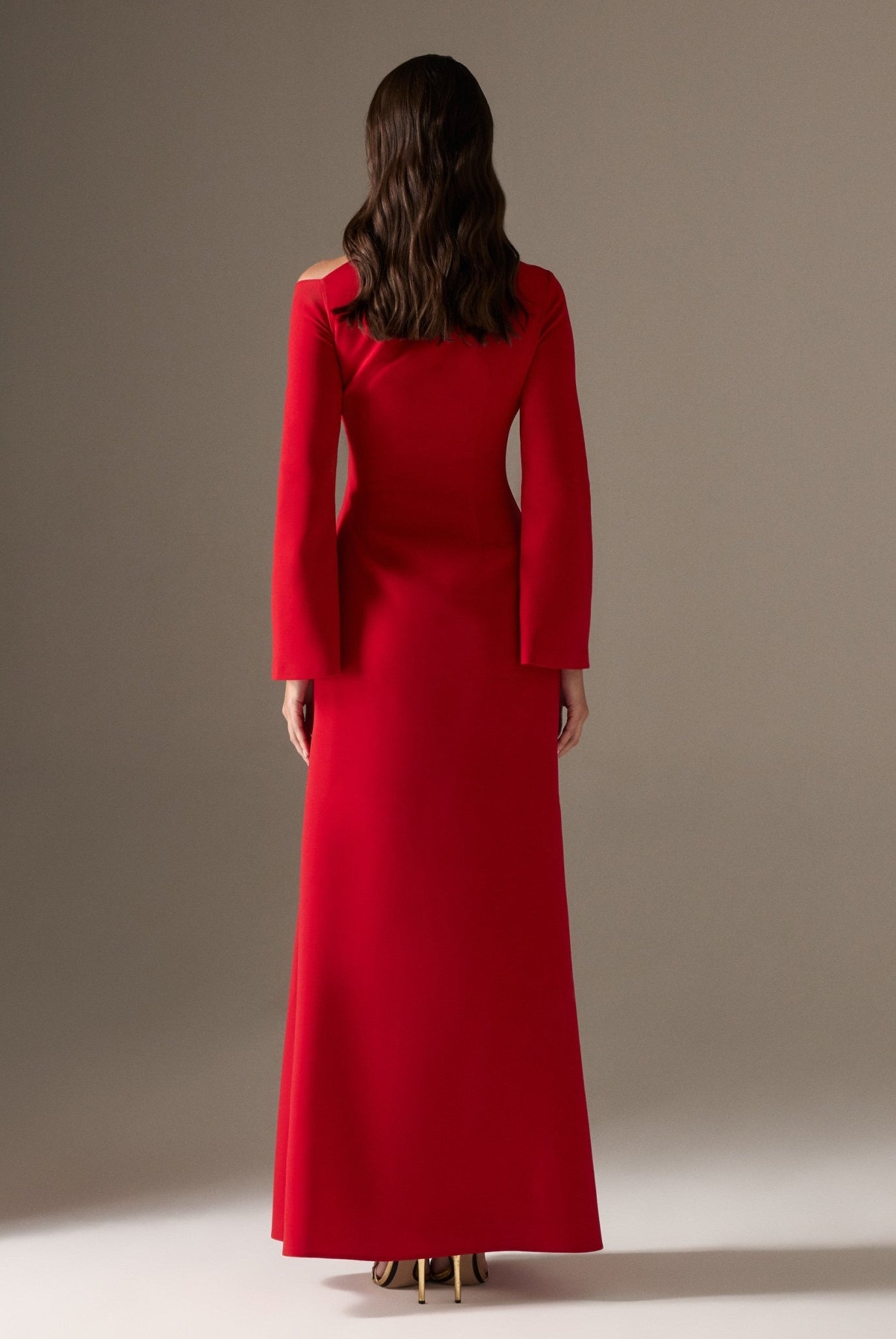 Bare shoulder Crepe maxi dress - shopaleena