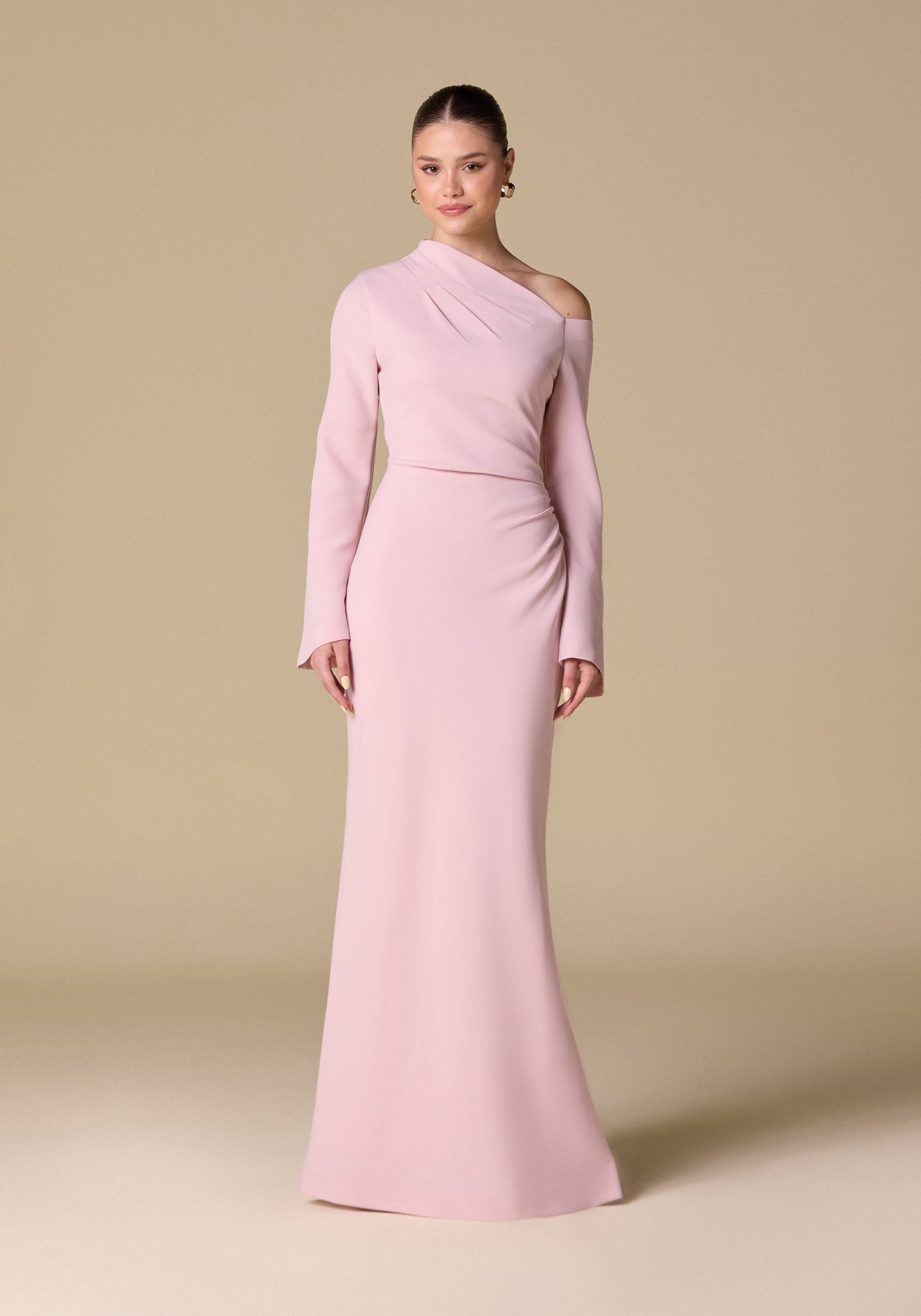 Bare shoulder Crepe maxi dress - shopaleena