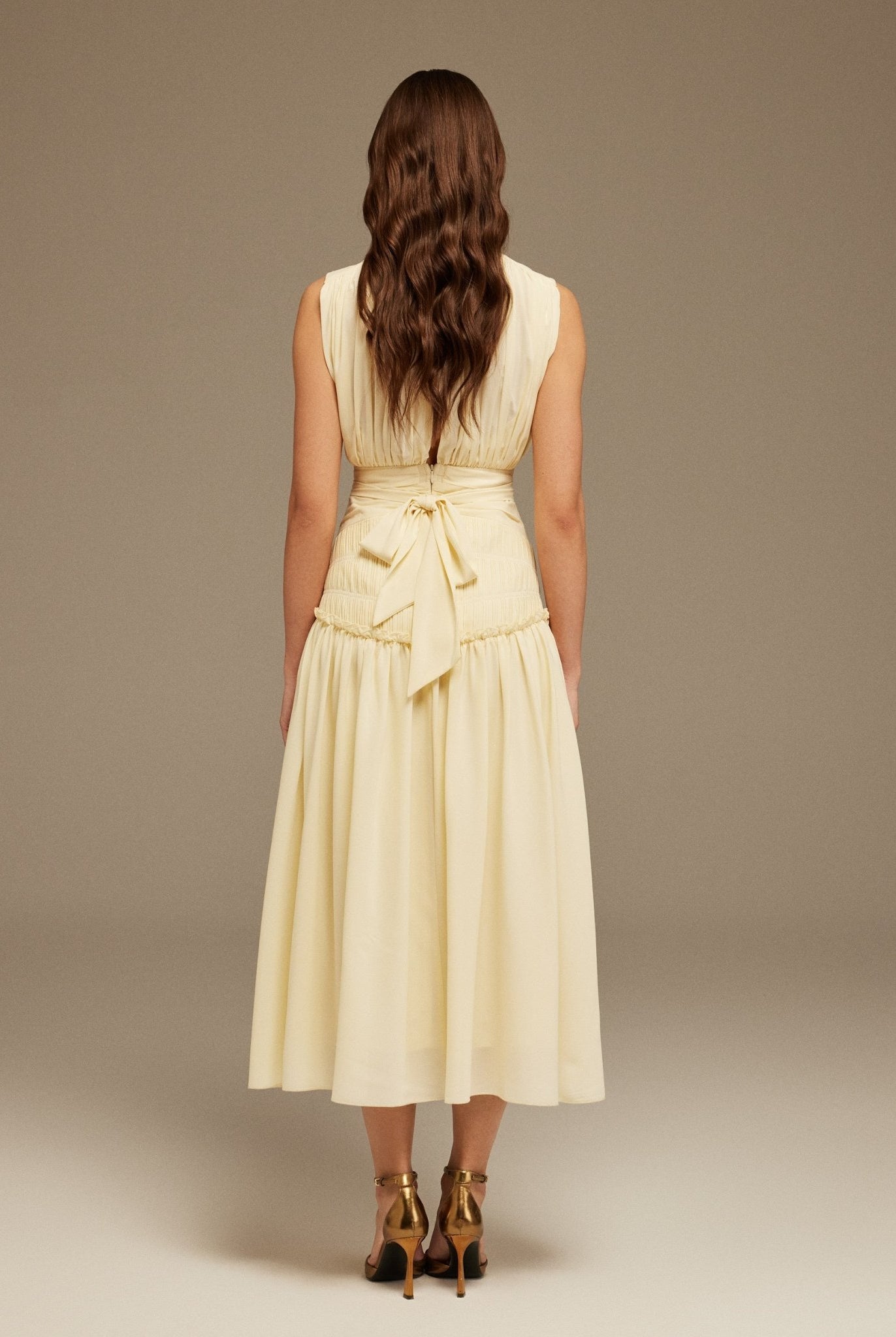 Beige Chiffon Maxi Dress - shopaleena