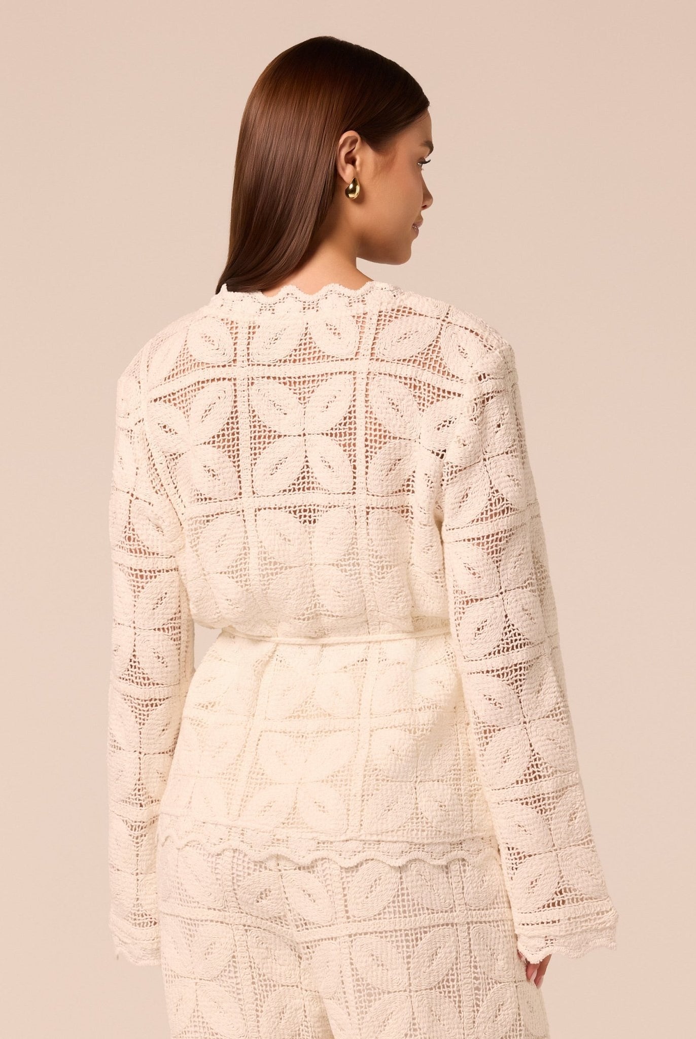 Bell Sleeve Crochet Cardigan - shopaleena