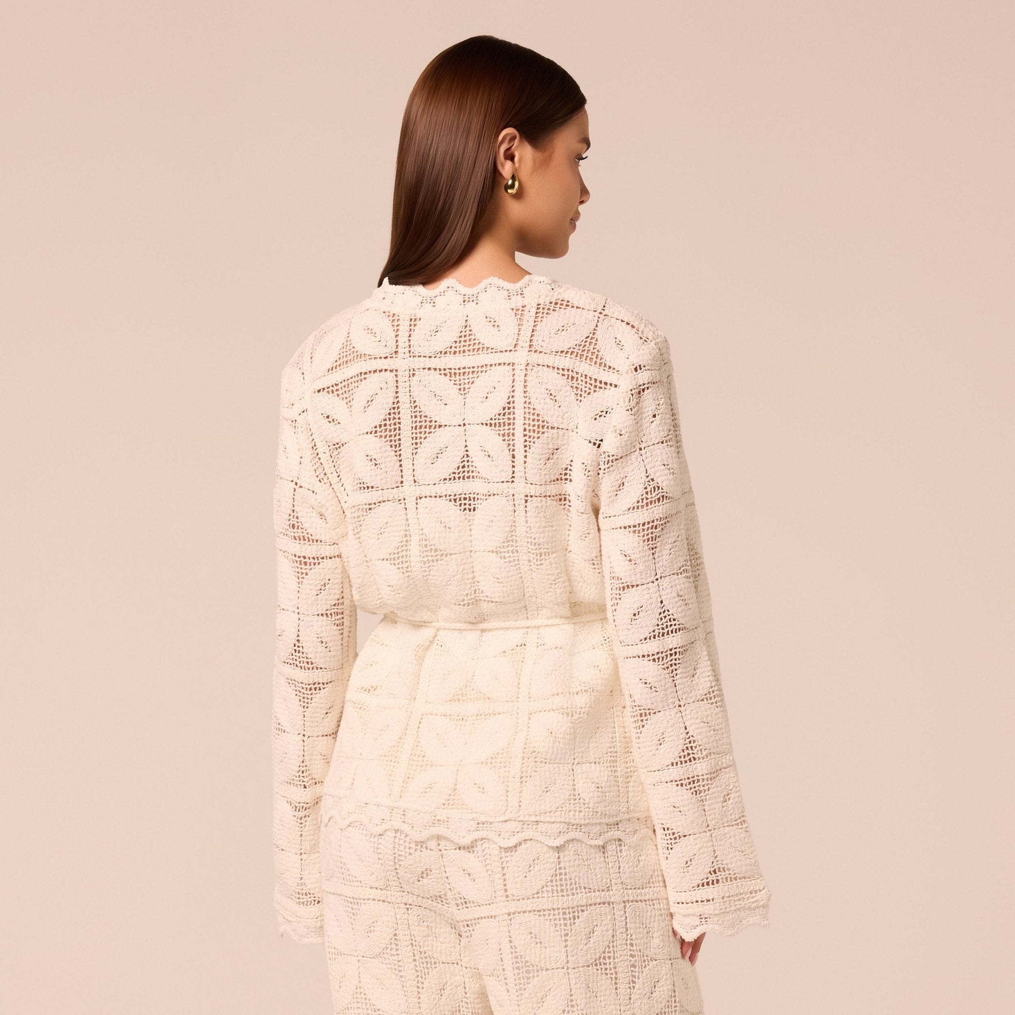 Bell Sleeve Crochet Cardigan - shopaleena