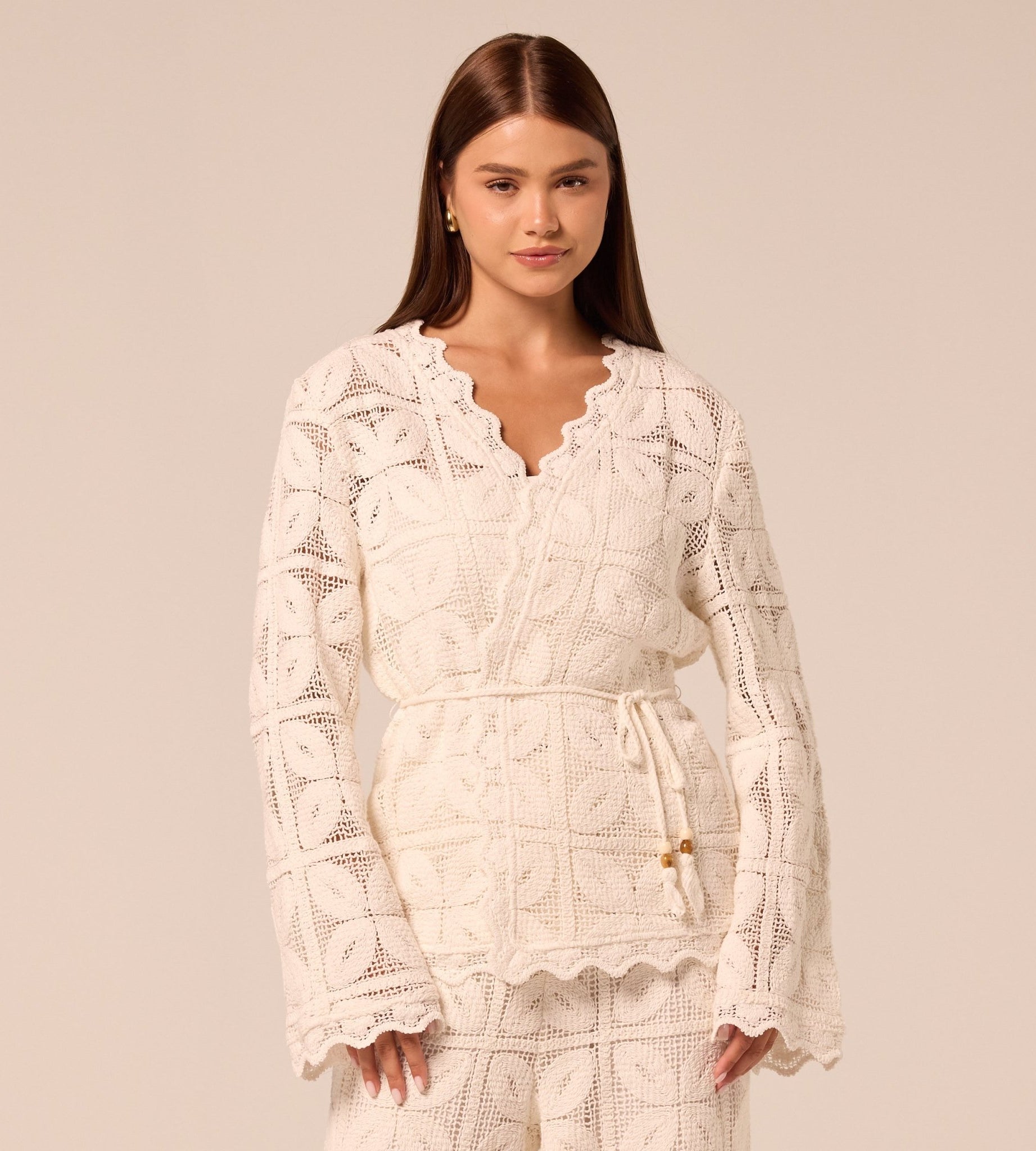 Bell Sleeve Crochet Cardigan - shopaleena
