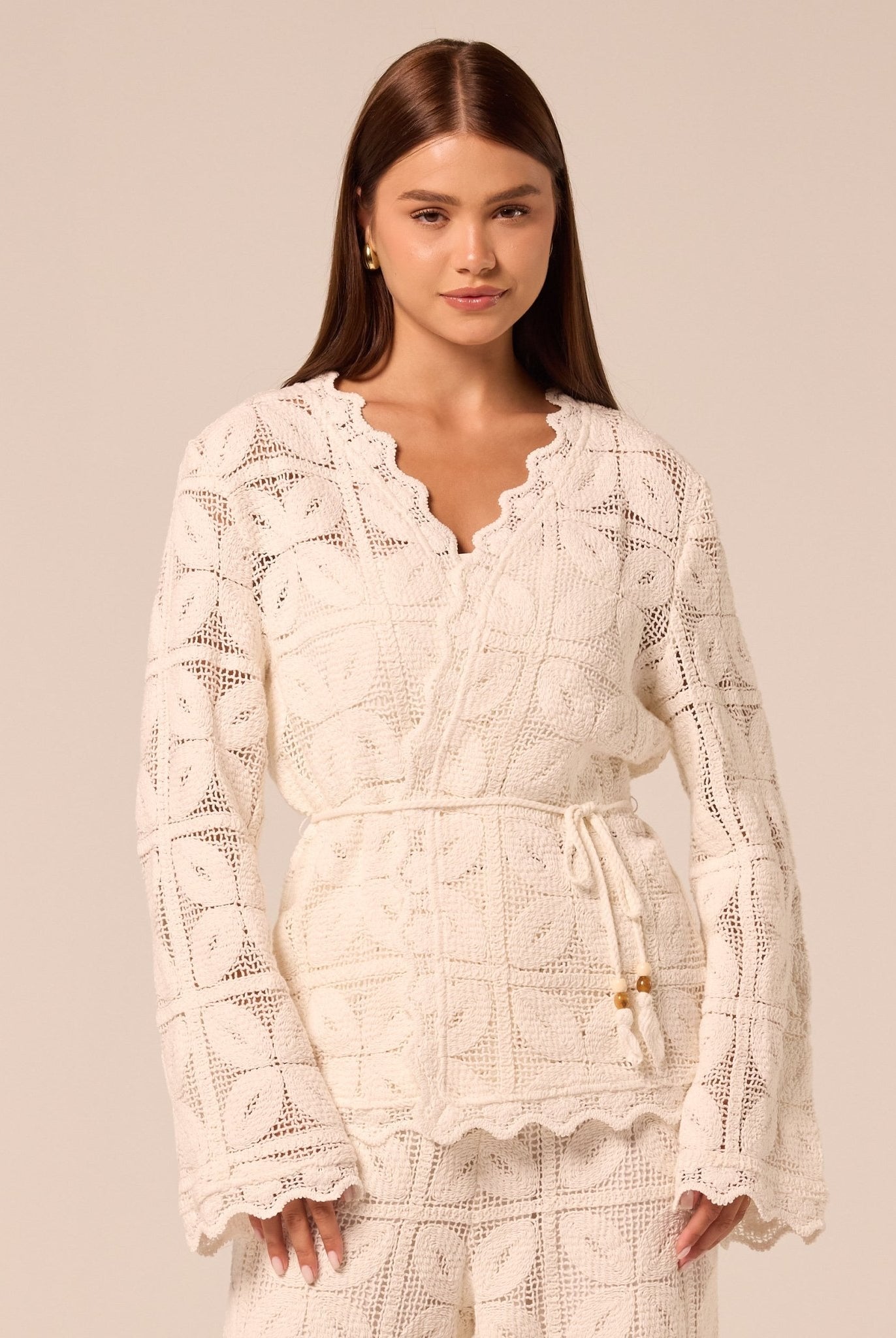 Bell Sleeve Crochet Cardigan - shopaleena