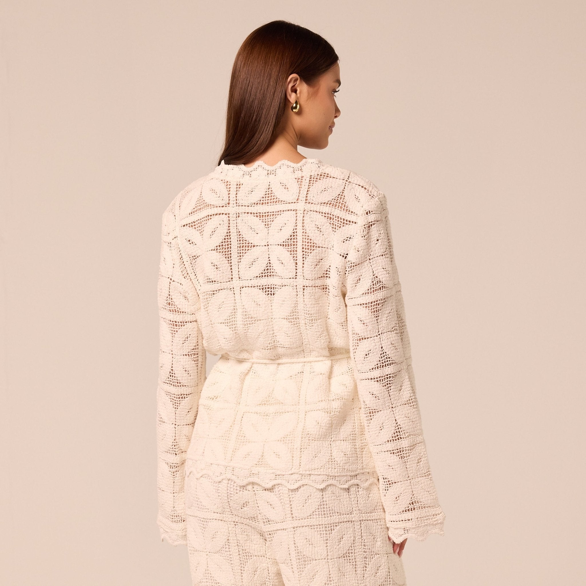 Bell Sleeve Crochet Cardigan - shopaleena