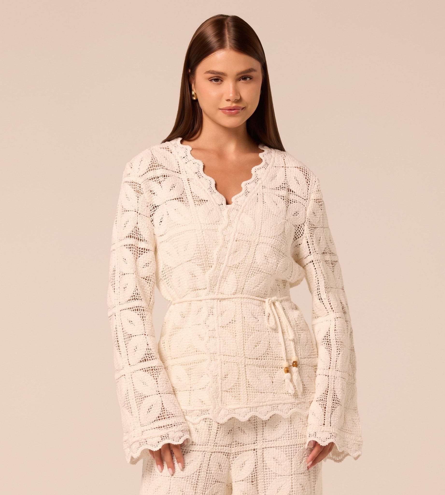 Bell Sleeve Crochet Cardigan - shopaleena