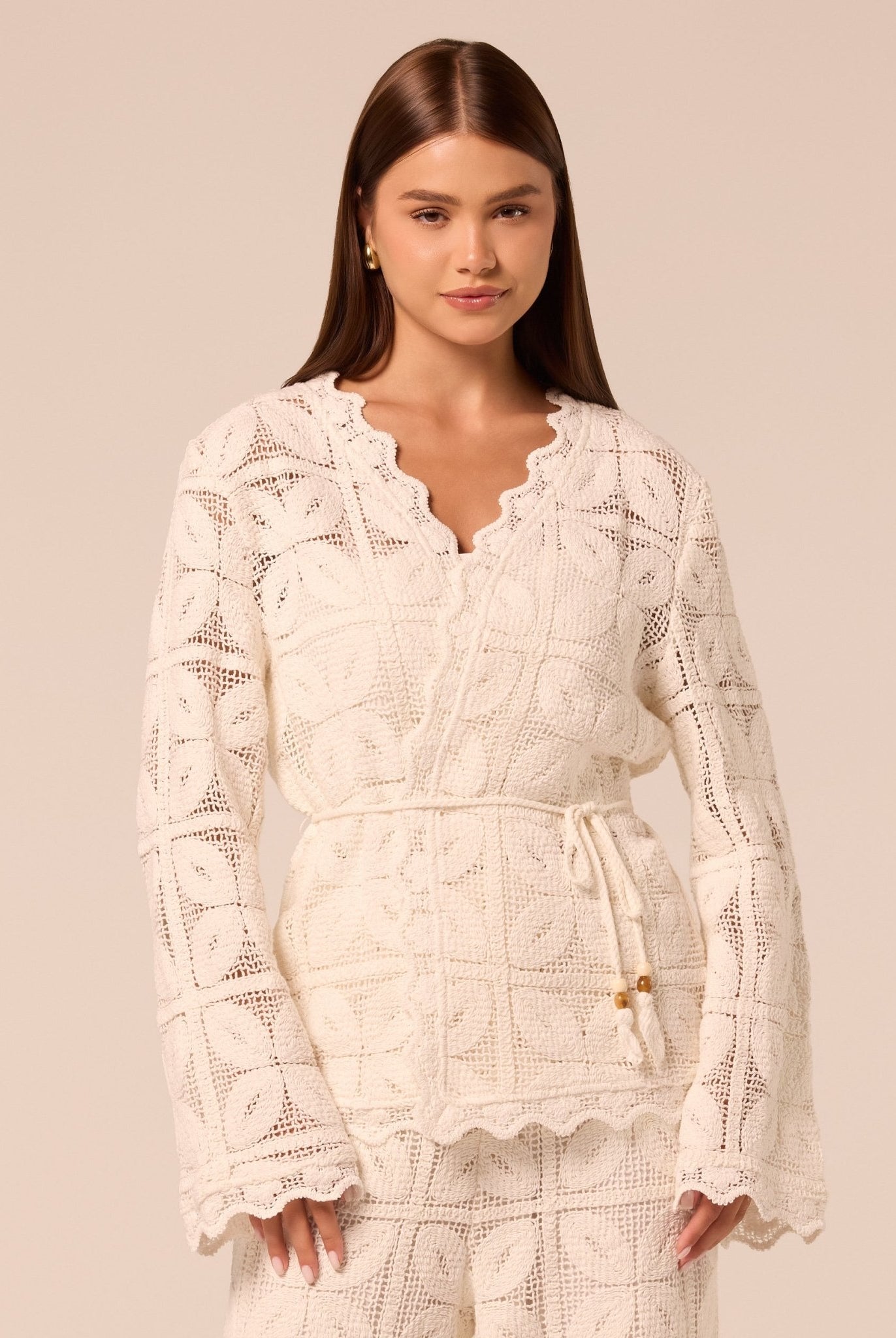 Bell Sleeve Crochet Cardigan - shopaleena