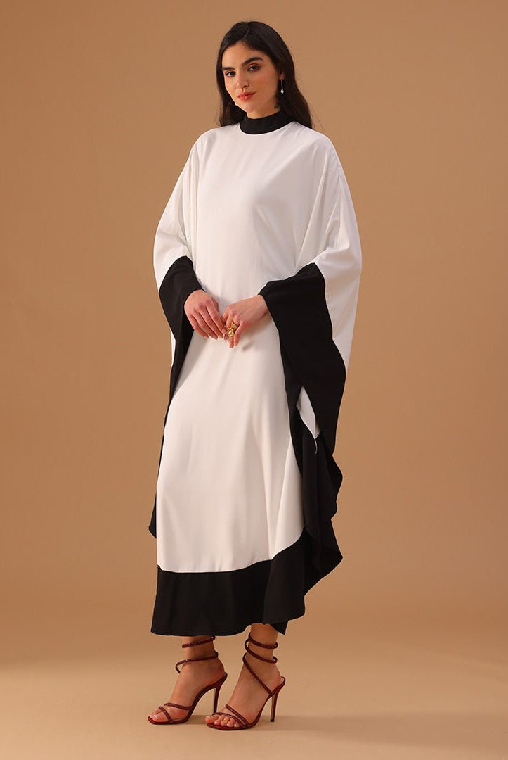 Black and White Flared Kaftan in Black and White - shopaleena