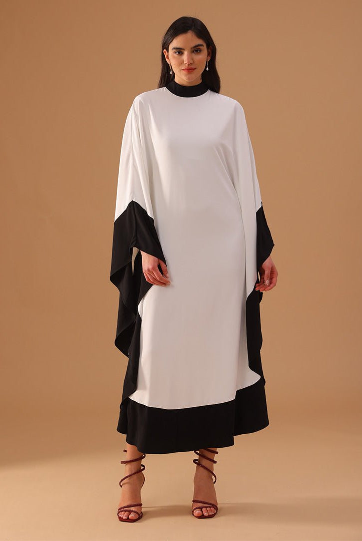 Black and White Flared Kaftan in Black and White - shopaleena