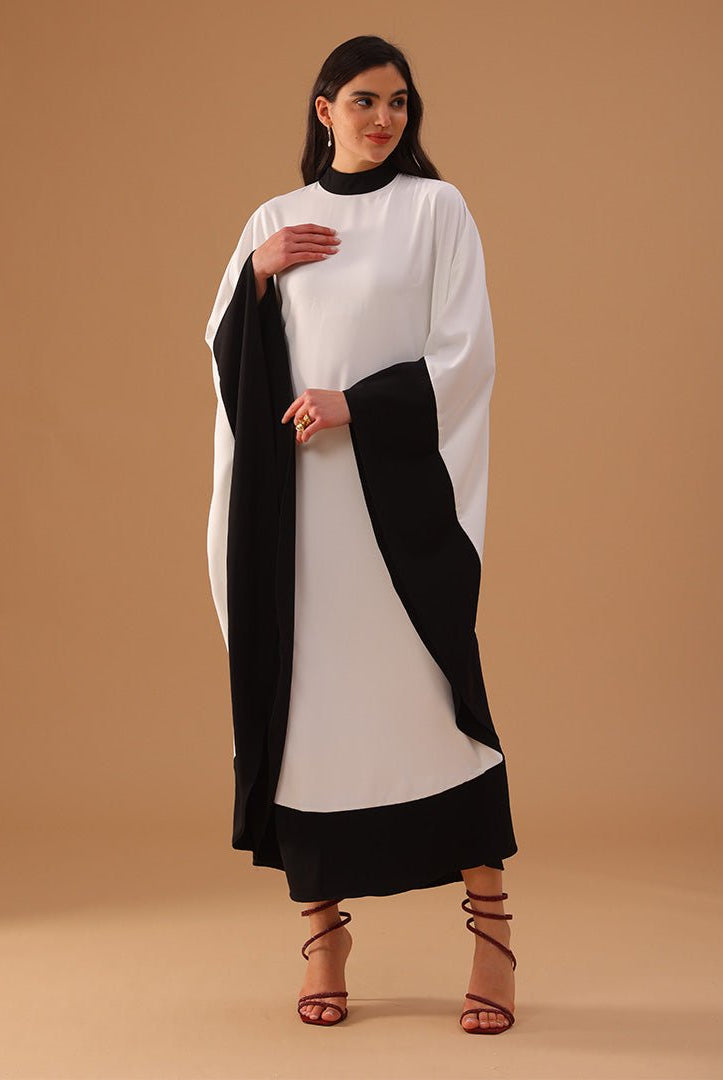 Black and White Flared Kaftan in Black and White - shopaleena