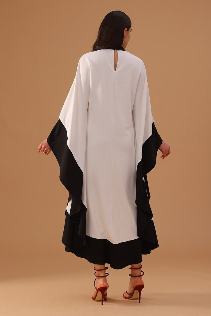 Black and White Flared Kaftan in Black and White - shopaleena