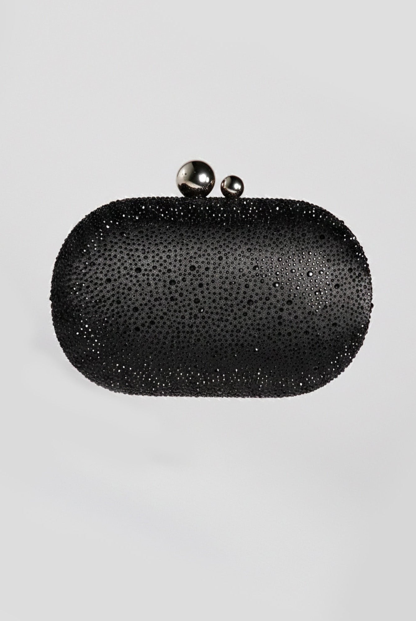 Black Crystal Beaded Oval Clutch - shopaleena
