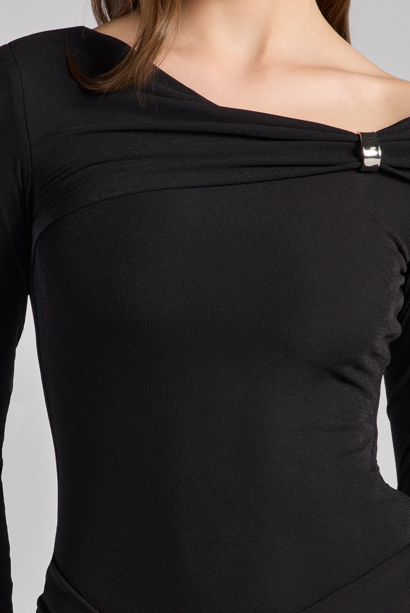 Black Draped Jersey Maxi Dress - shopaleena