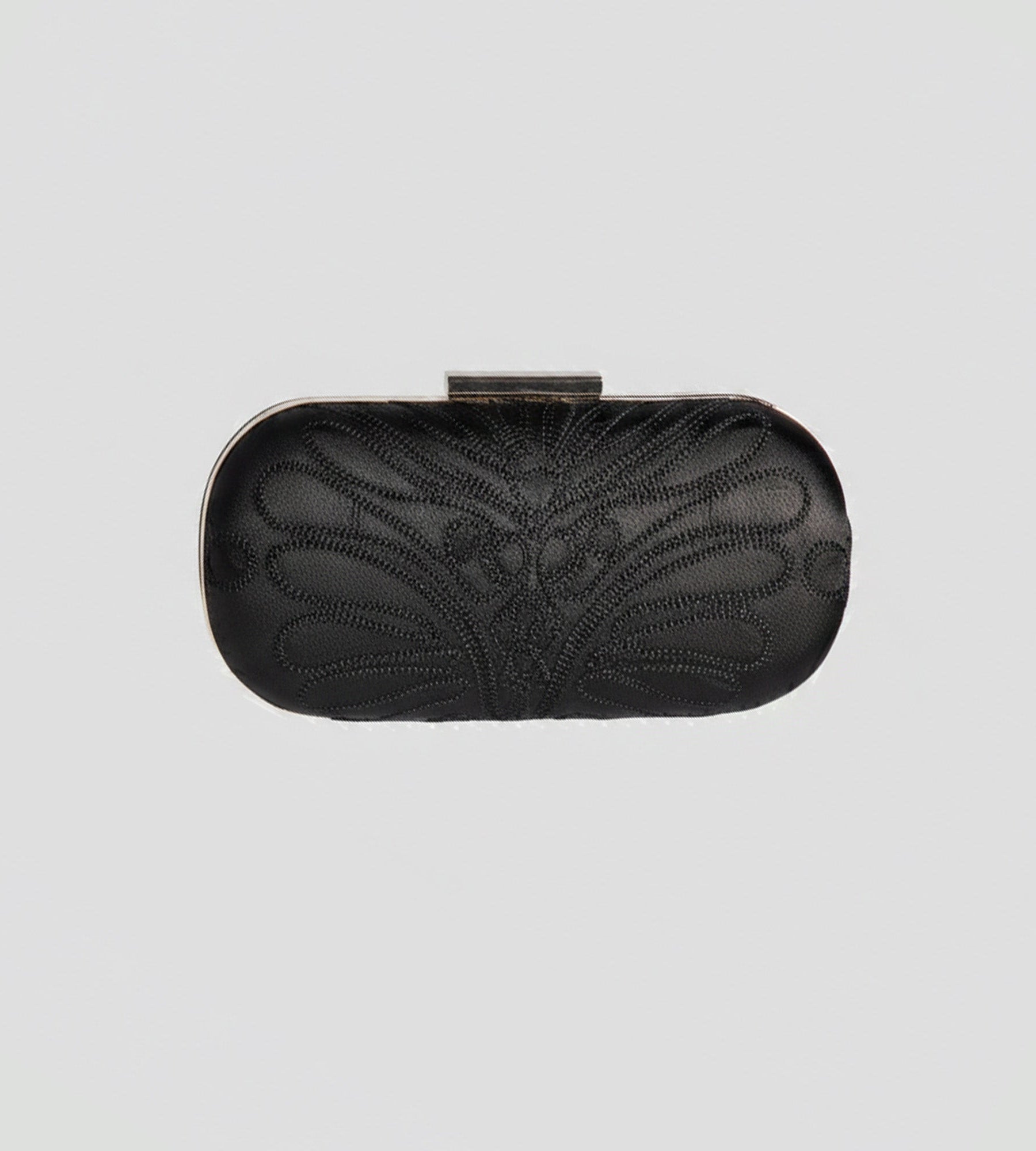 Black Embroidered Satin Clutch - shopaleena