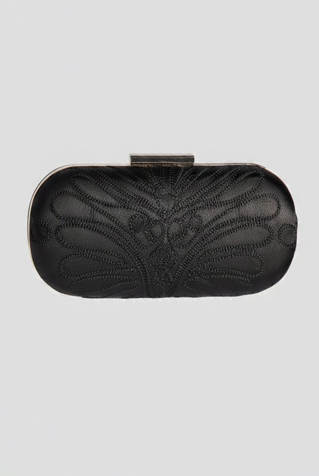 Black Embroidered Satin Clutch - shopaleena