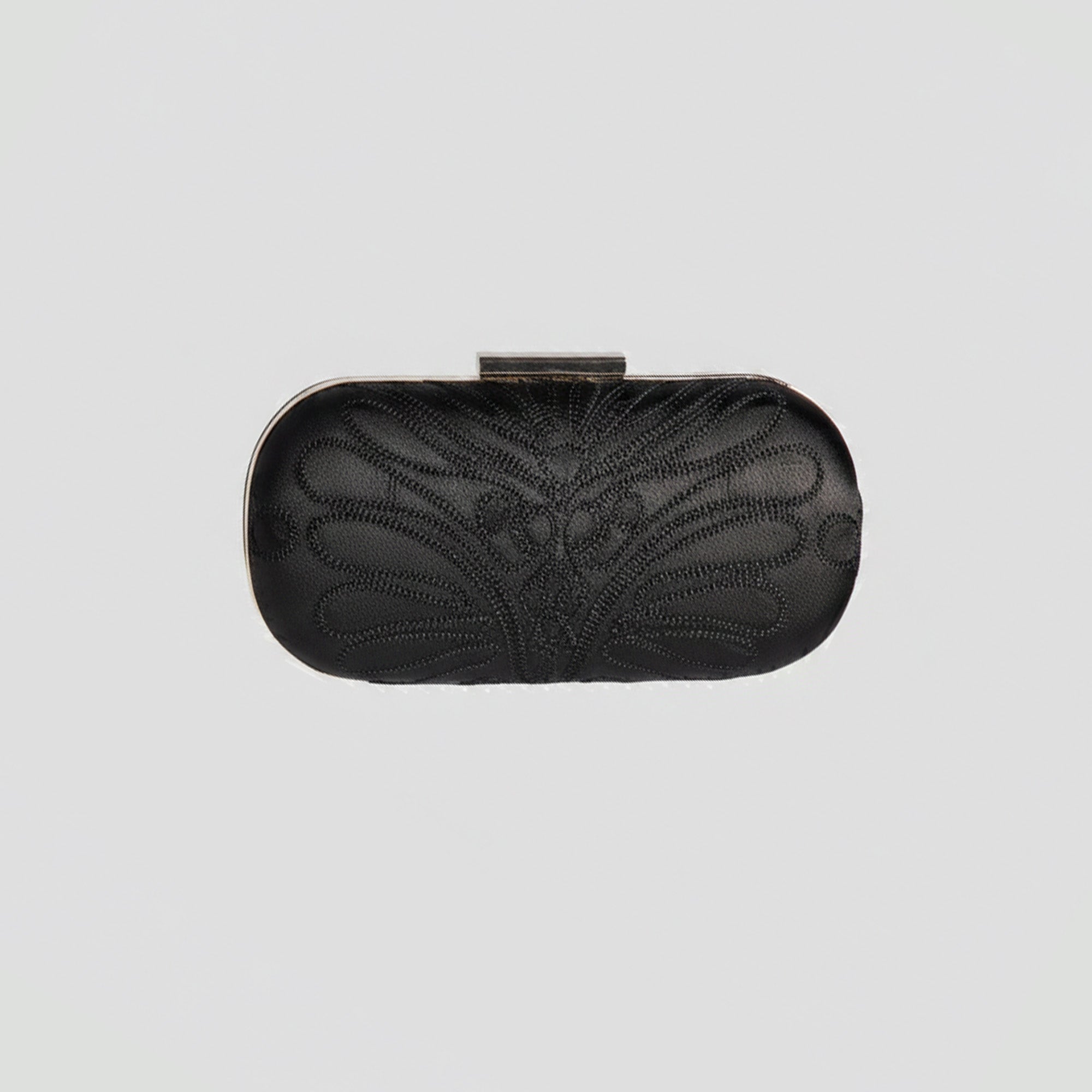 Black Embroidered Satin Clutch - shopaleena