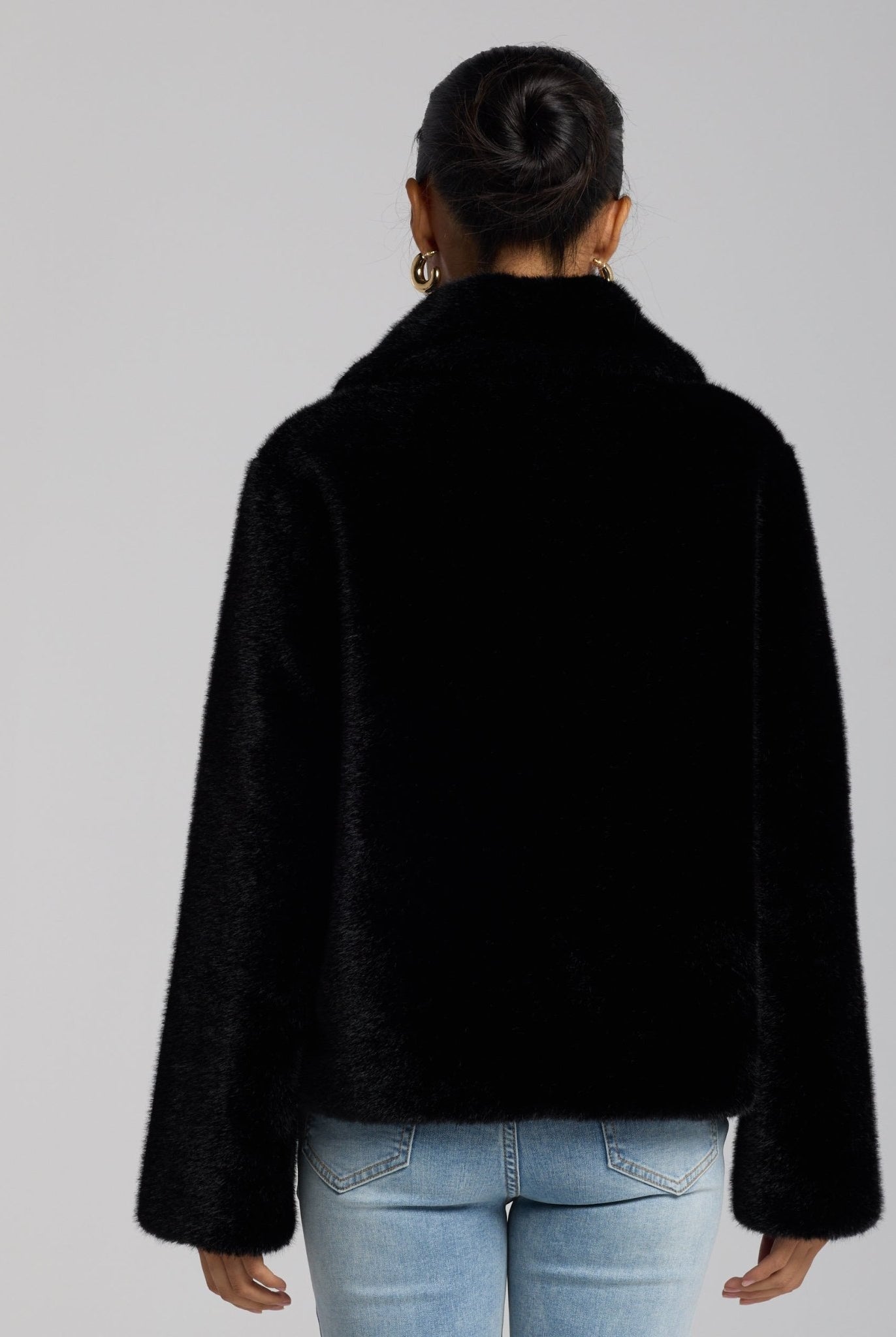 Black Faux Mink Fur Jacket - shopaleena