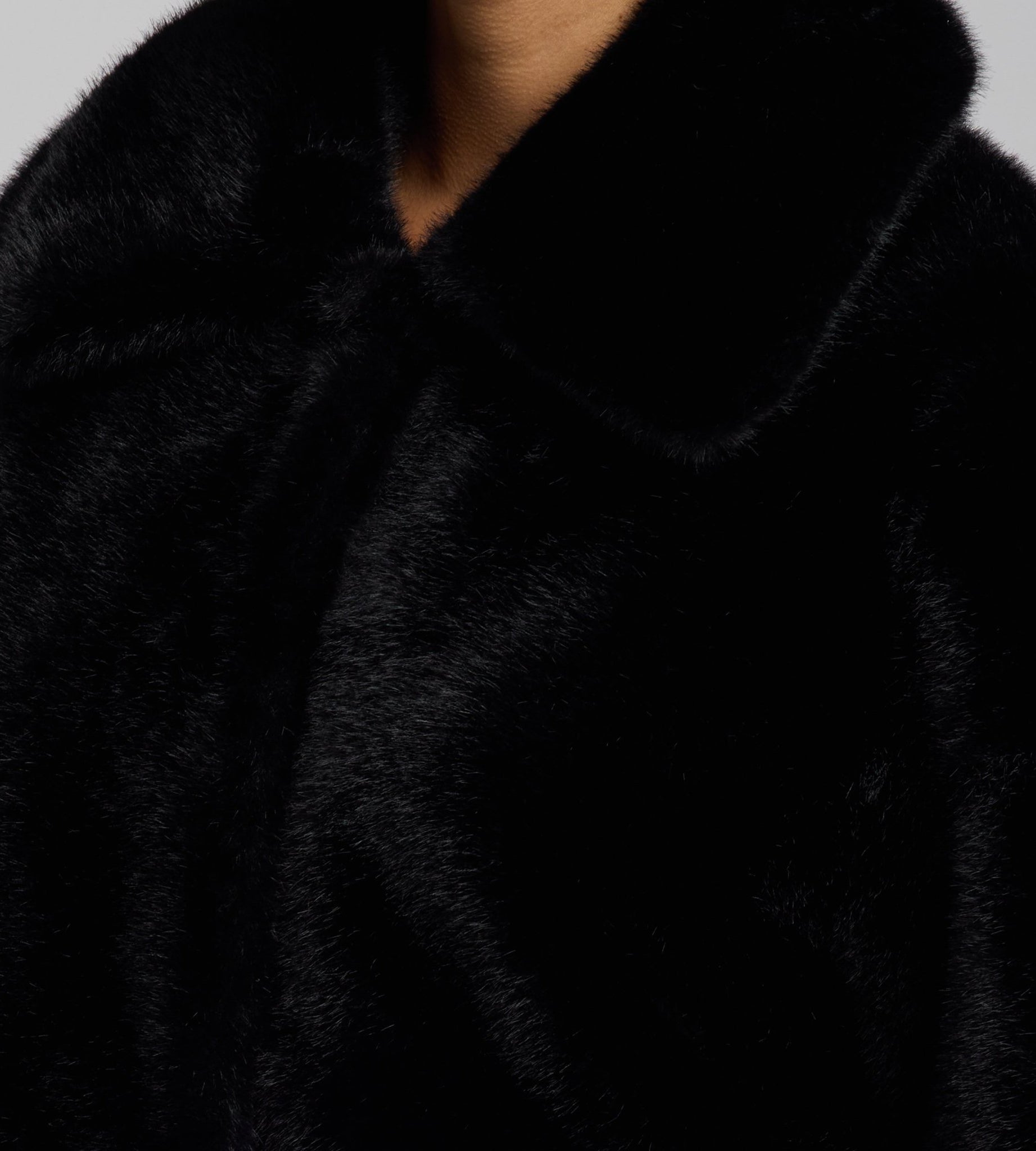 Black Faux Mink Fur Jacket - shopaleena