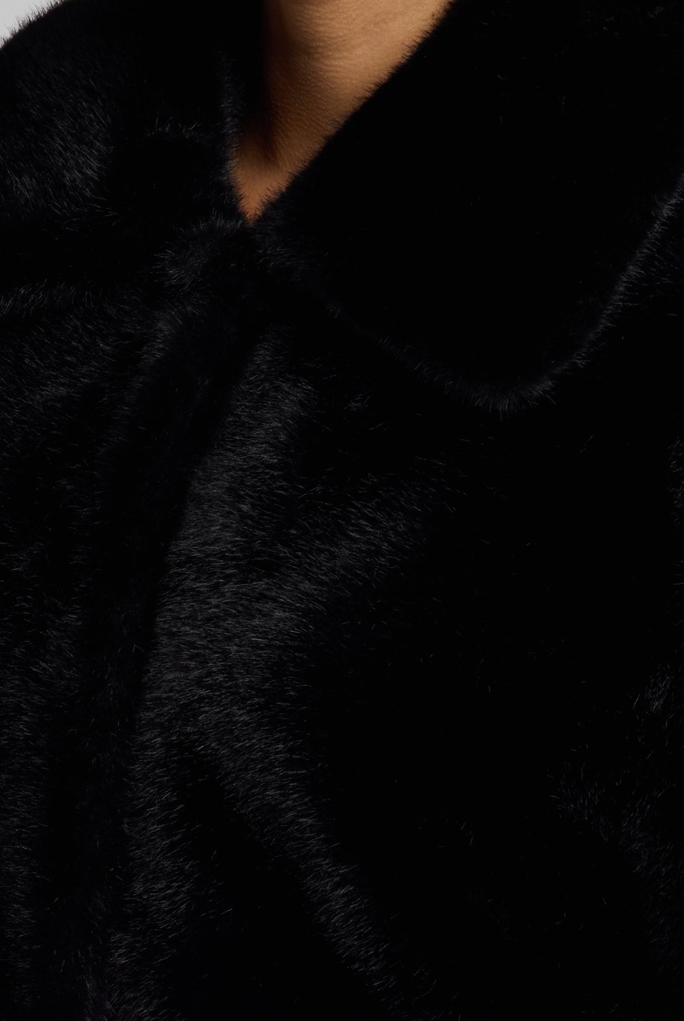 Black Faux Mink Fur Jacket - shopaleena