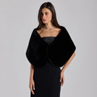 Black Faux Mink Fur Shawl - shopaleena