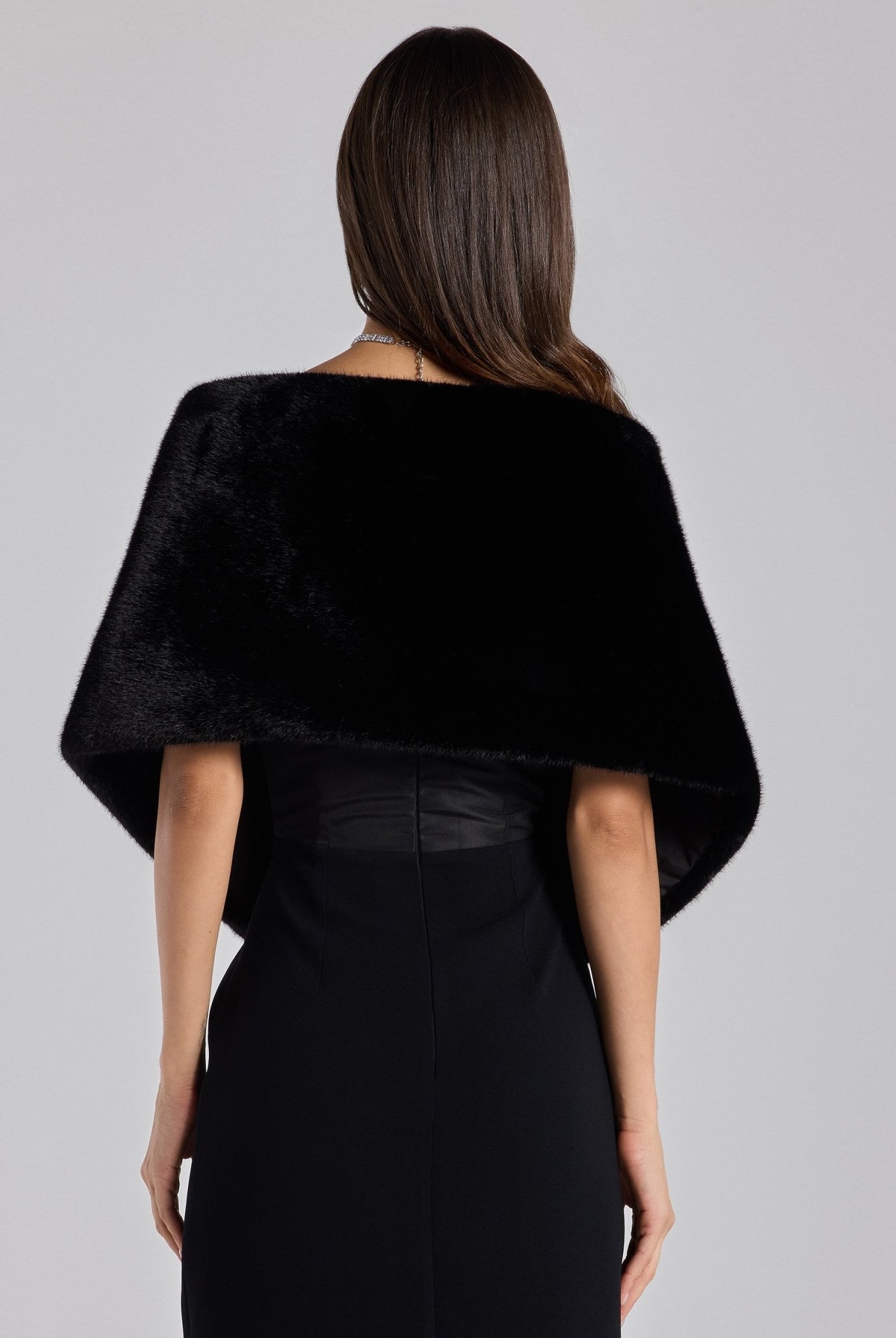 Black Faux Mink Fur Shawl - shopaleena