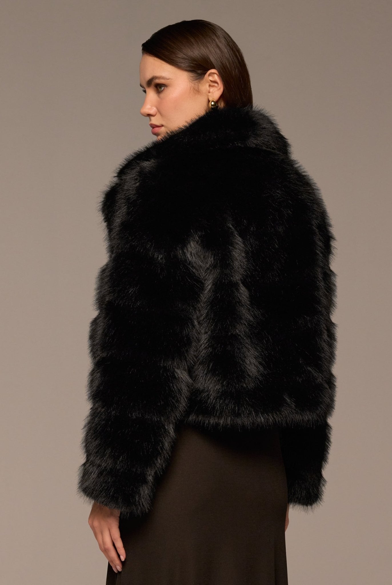 Black Faux Sable Fur Jacket - shopaleena