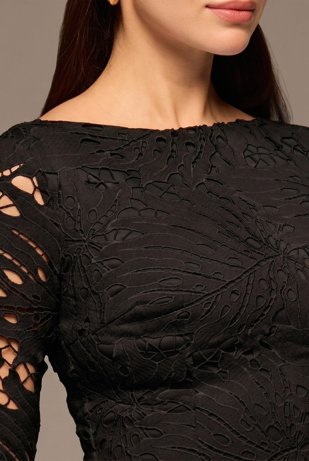 Black Lace Long Sleeve Maxi Dress - shopaleena