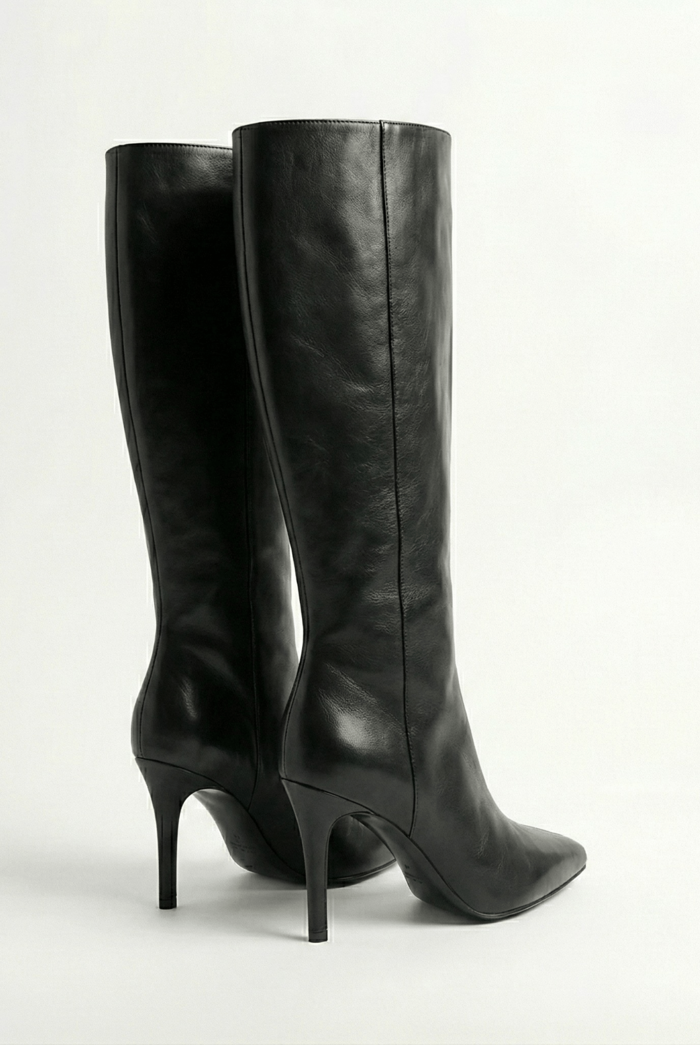 Black Leather High Heel Knee - High Boots - shopaleena