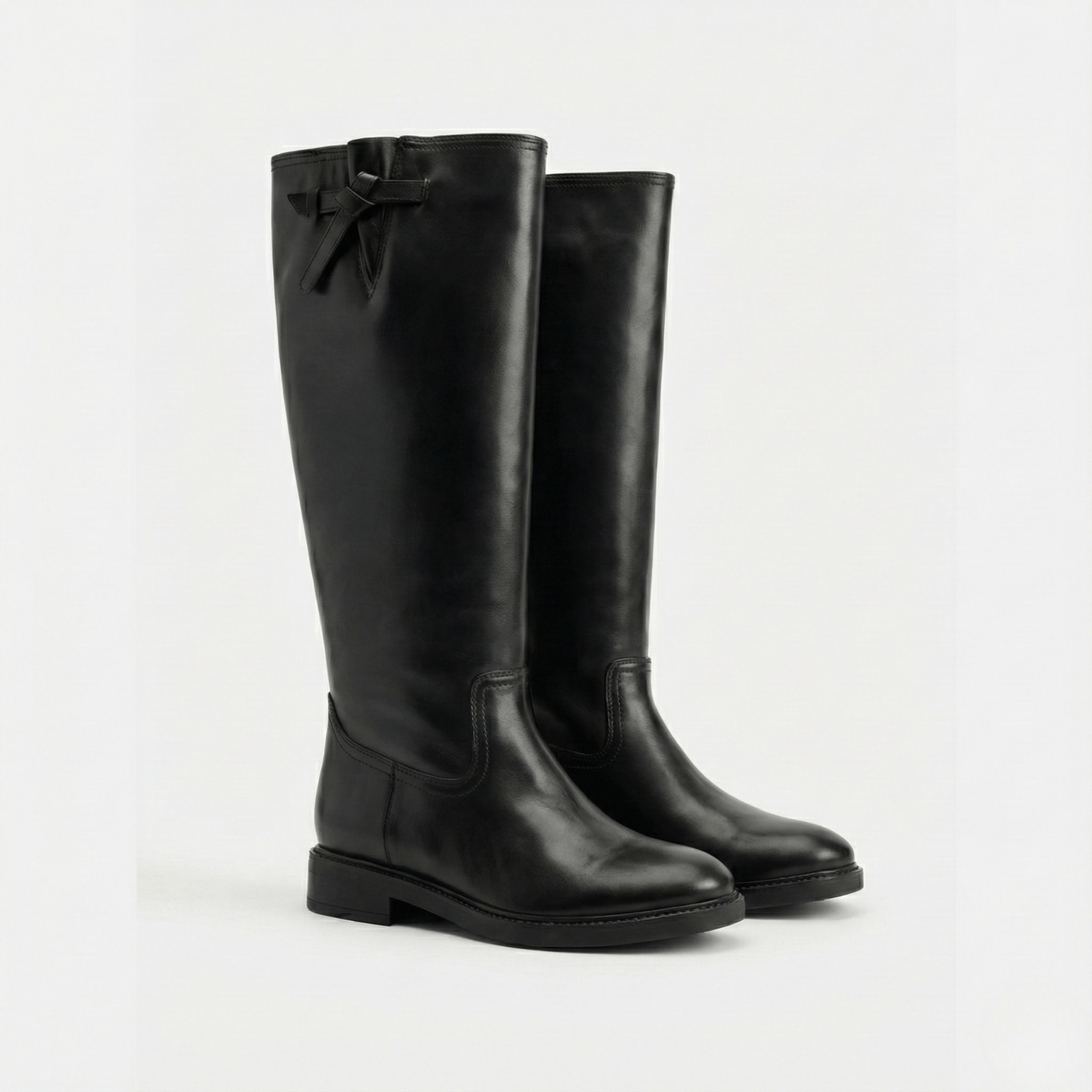 Black Leather Knee - High Boots - shopaleena