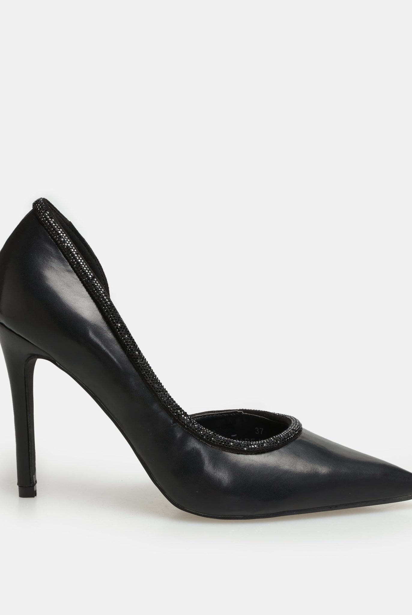 Black Leather Pointed Toe Pumps - shopaleena