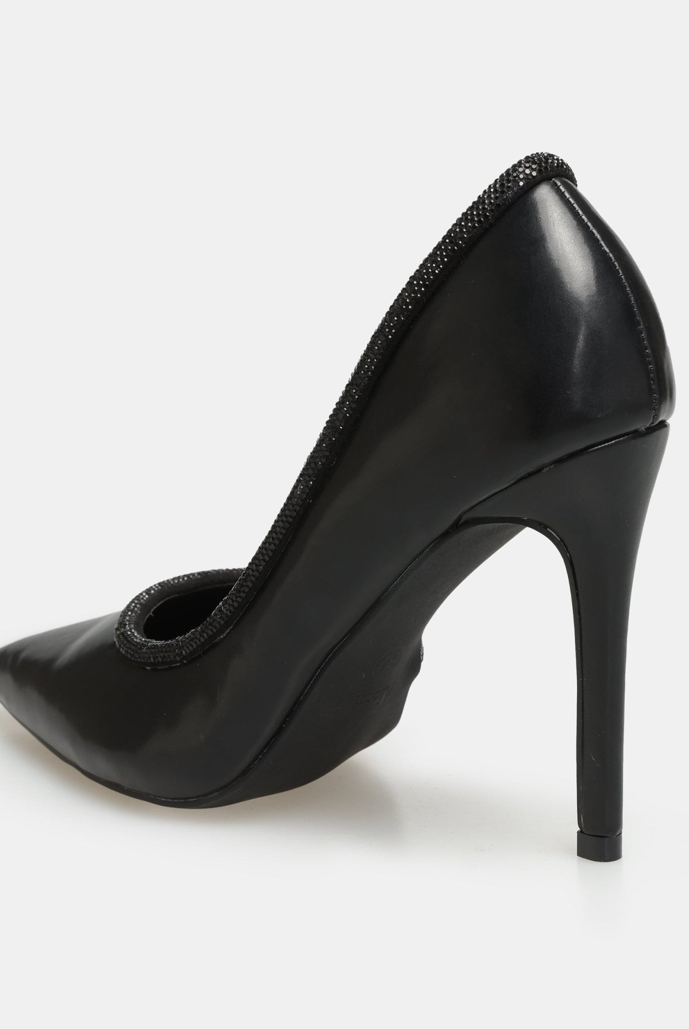 Black Leather Pointed Toe Pumps - shopaleena