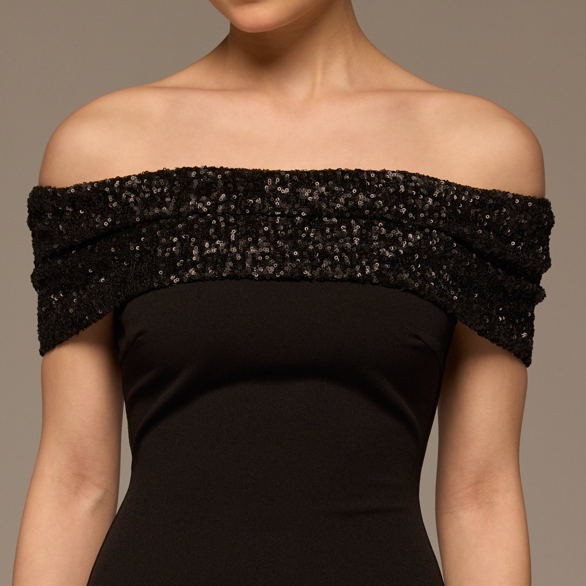 Black Off Shoulder Crepe Maxi Dress - shopaleena