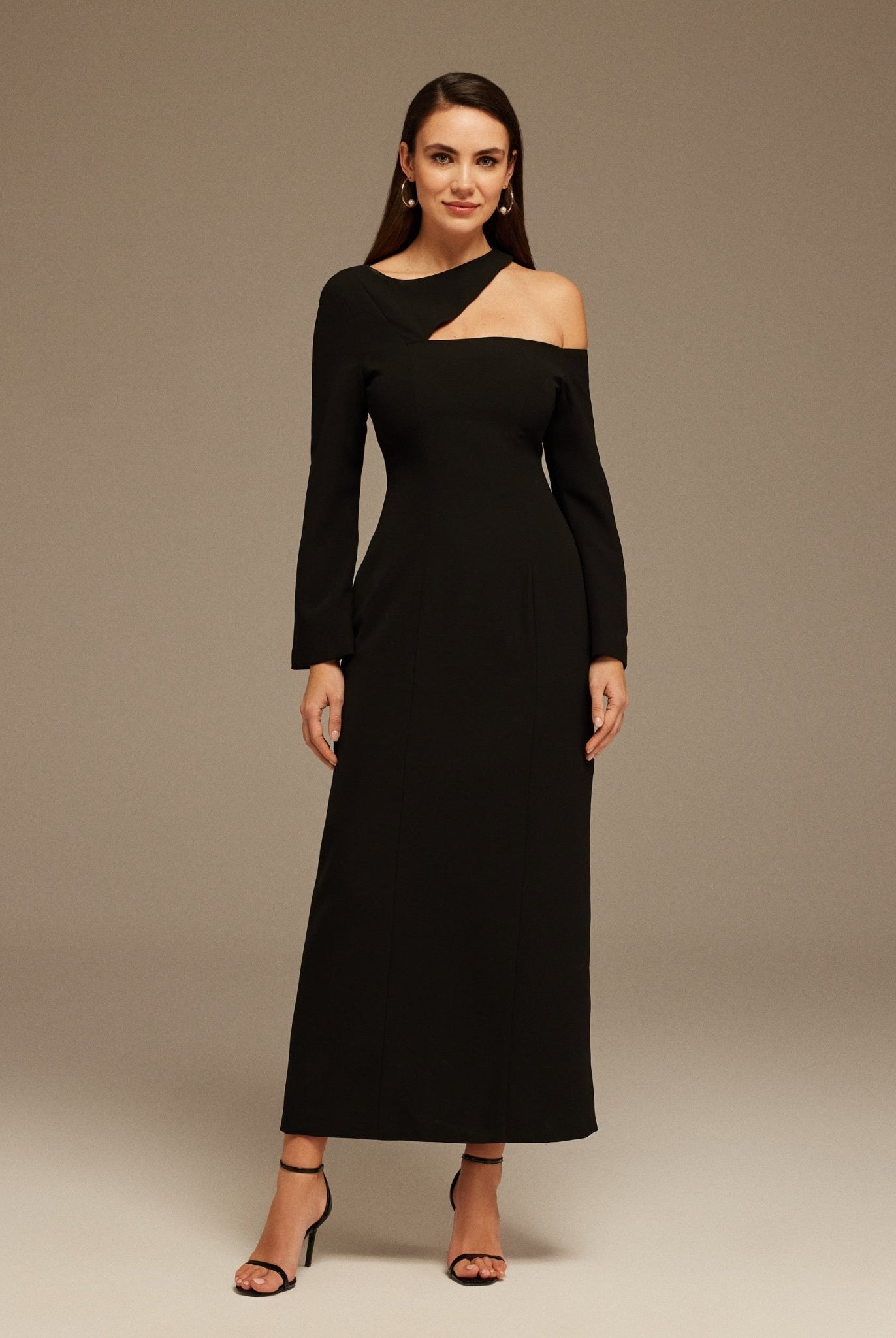 Black Open Shoulder Maxi Dress - shopaleena
