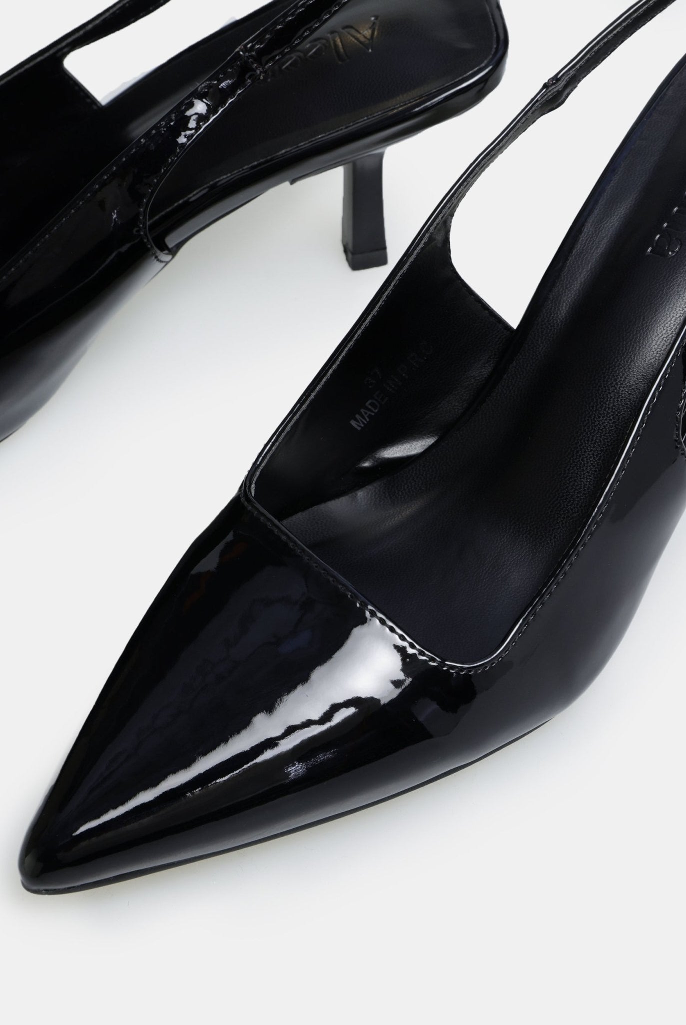 Black Patent Slingback Heels - shopaleena