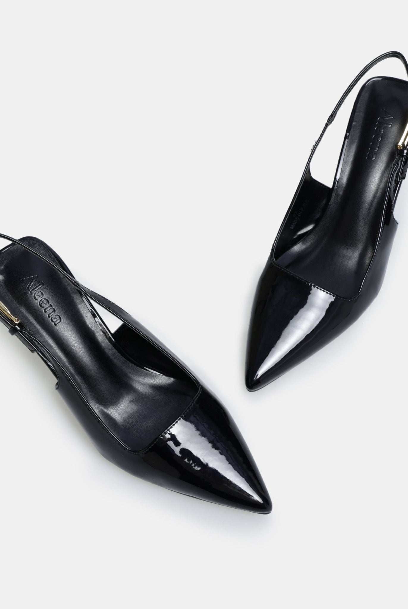 Black Patent Slingback Heels - shopaleena