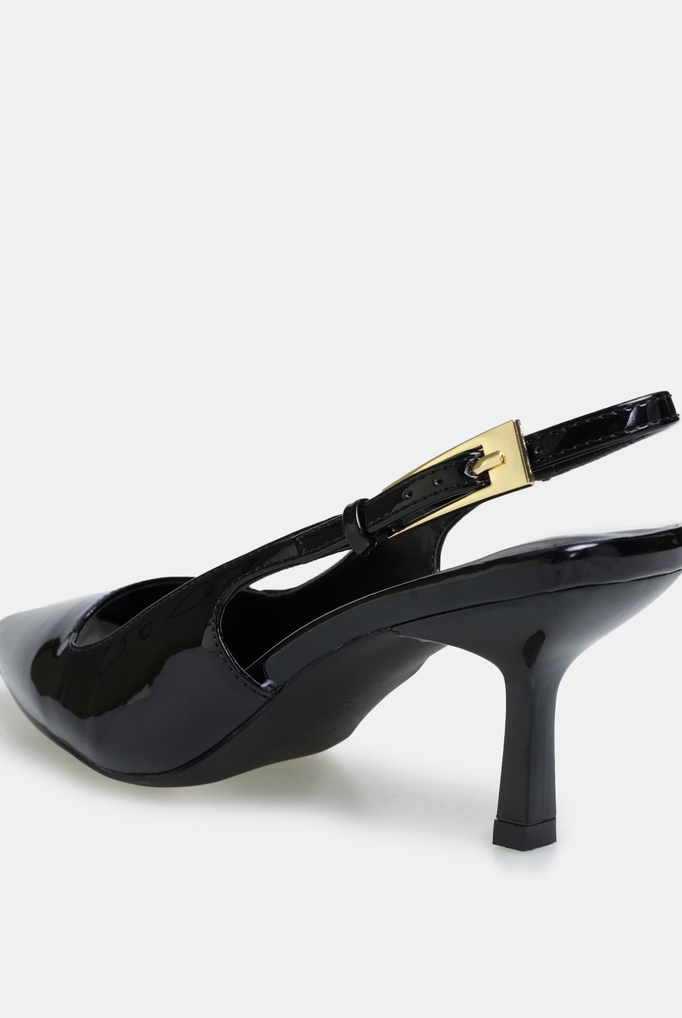 Black Patent Slingback Heels - shopaleena