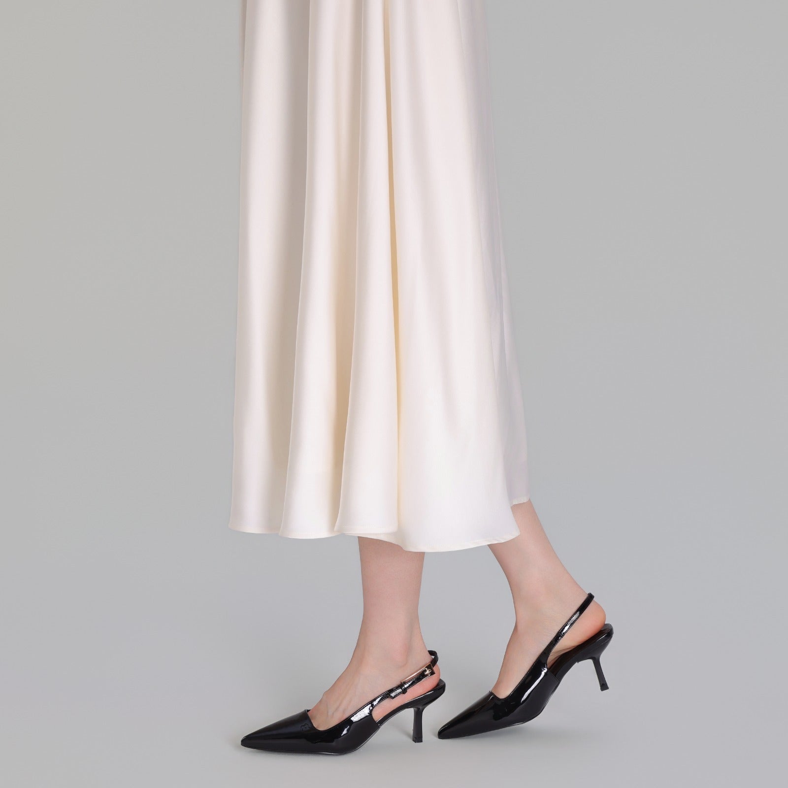 Black Patent Slingback Heels - shopaleena