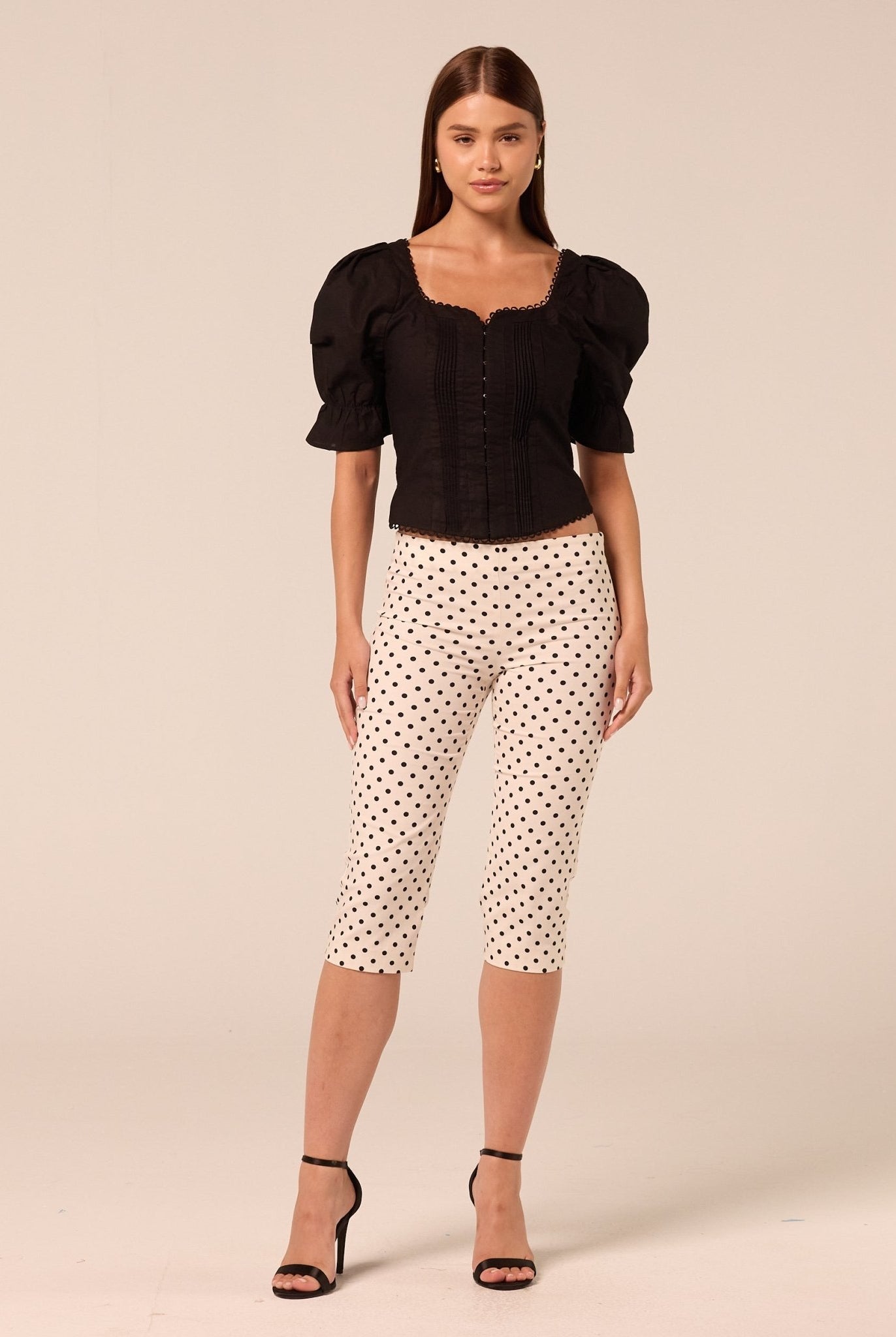 Black Puff sleeve Sweetheart Neck Top - shopaleena