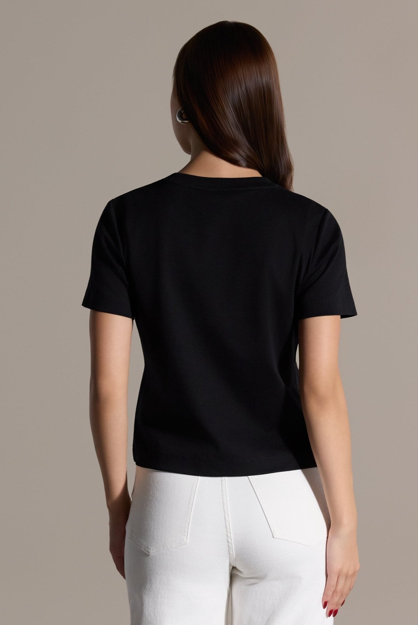 Black Round Neck T-Shirt - shopaleena