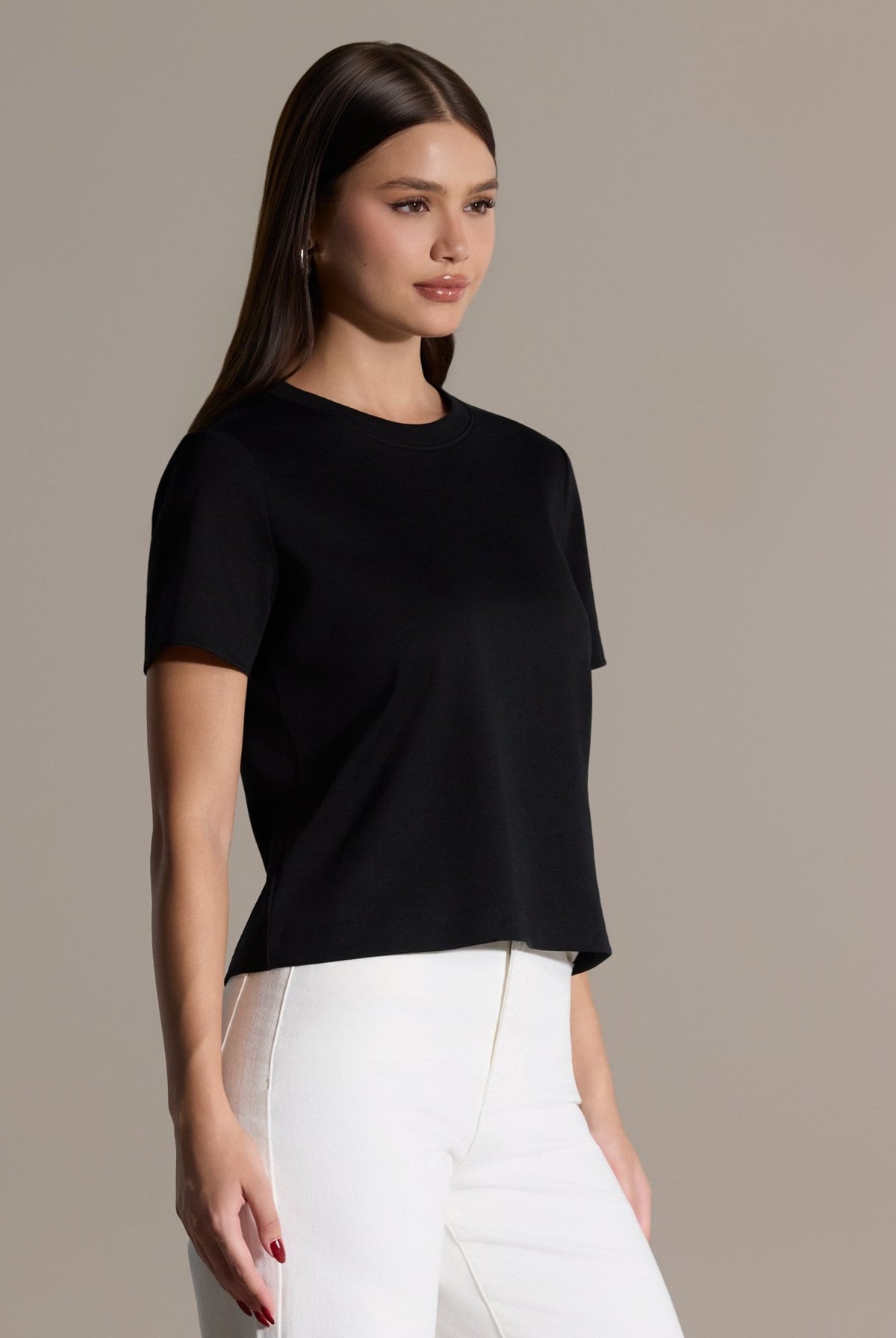 Black Round Neck T-Shirt - shopaleena