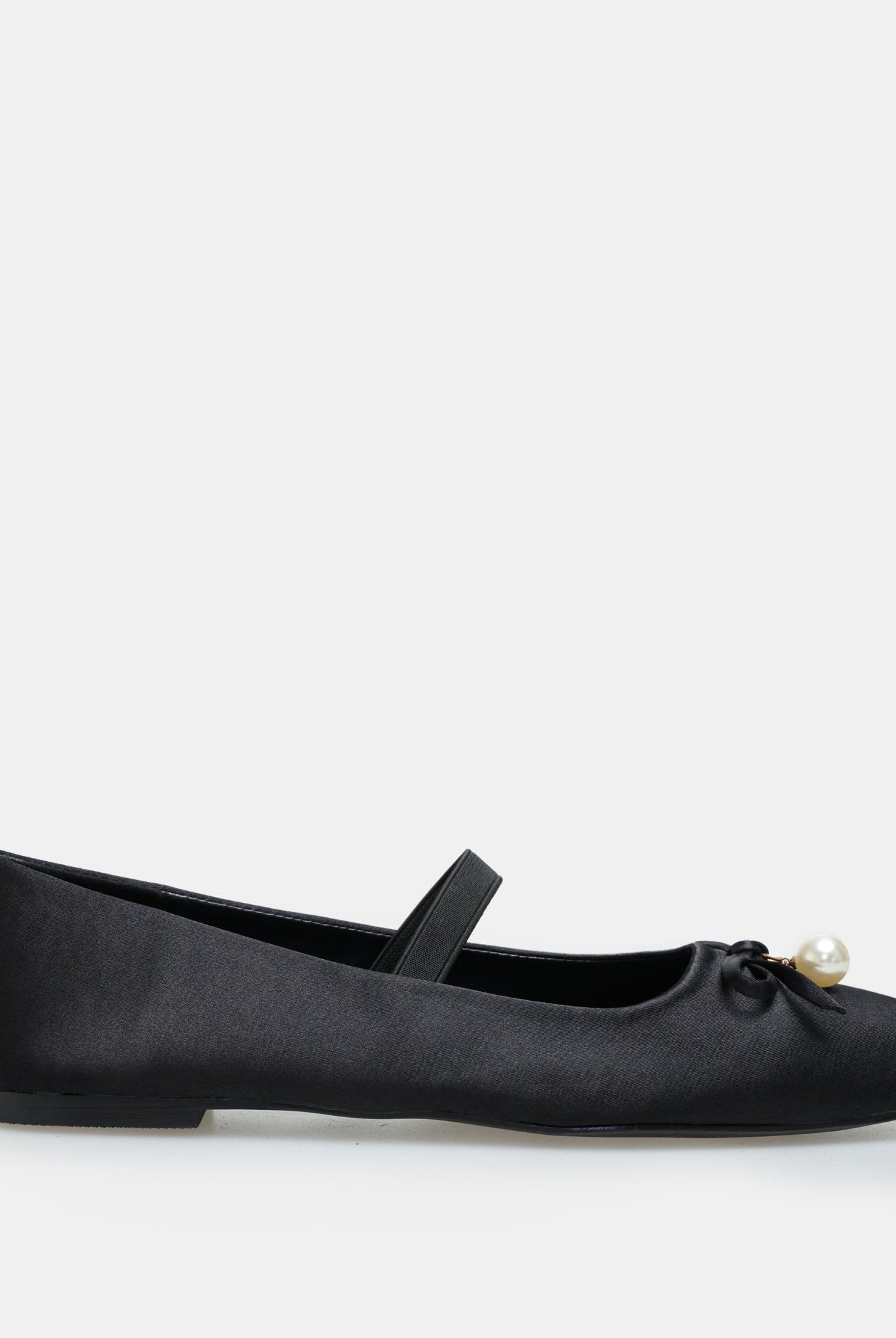 Black Satin Bow Ballet Flats - shopaleena