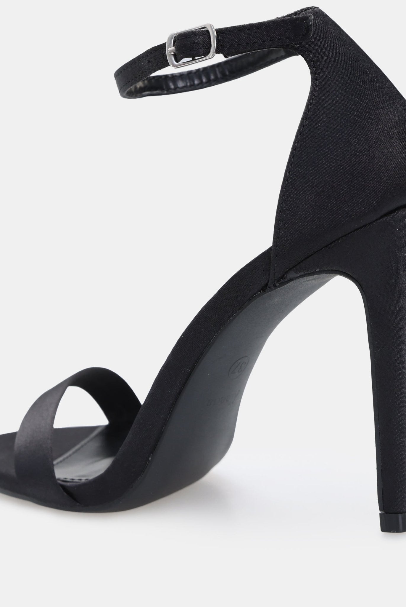 Black Satin High Heel Sandals - shopaleena