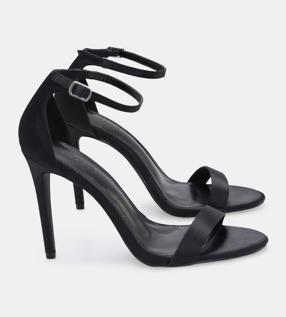 Black Satin High Heel Sandals - shopaleena