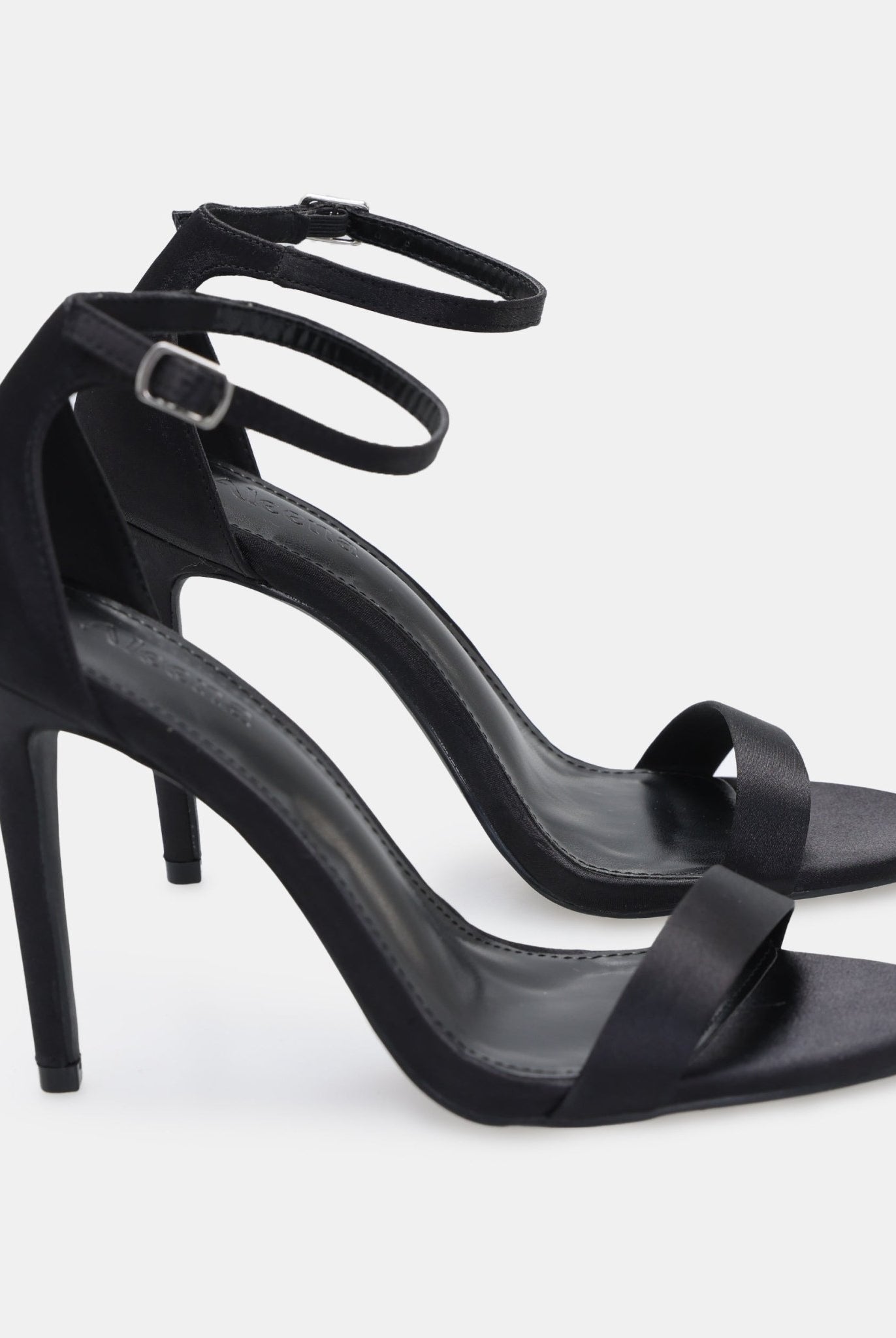 Black Satin High Heel Sandals - shopaleena