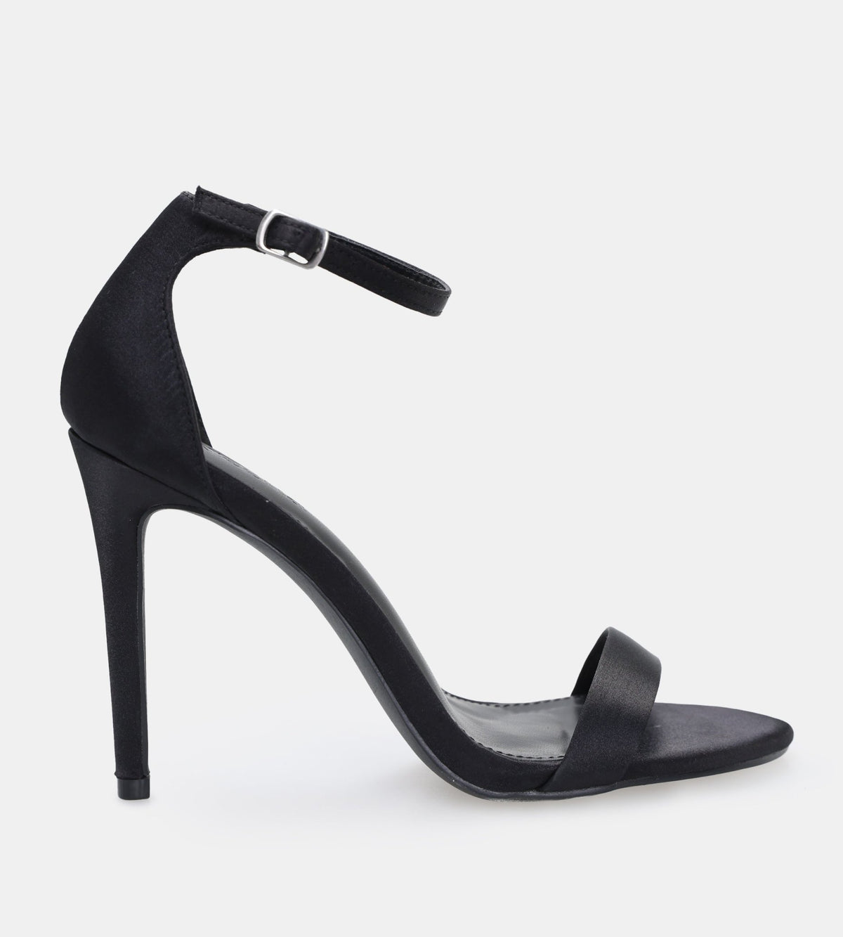 Black Satin High Heel Sandals - shopaleena